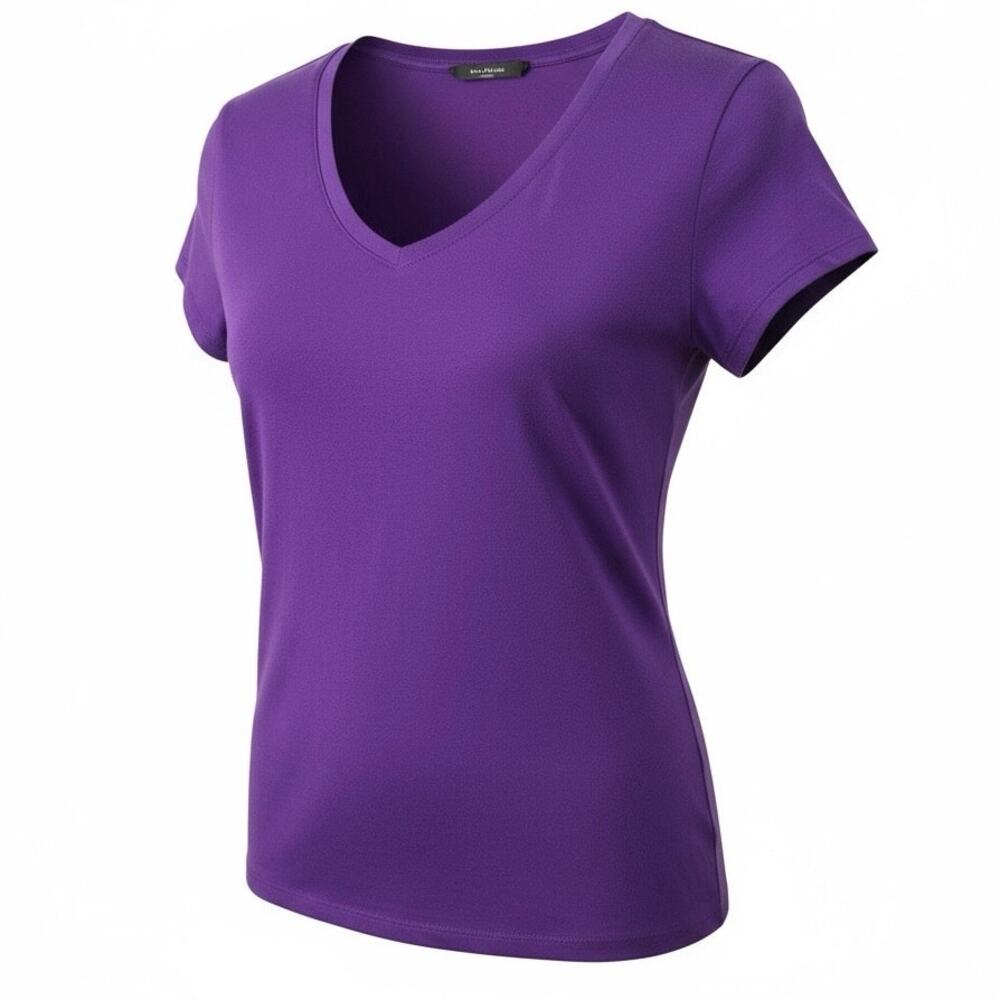 Tahari Purple V-Neck Short/Cap Sleeve Tee Shirt - Medium